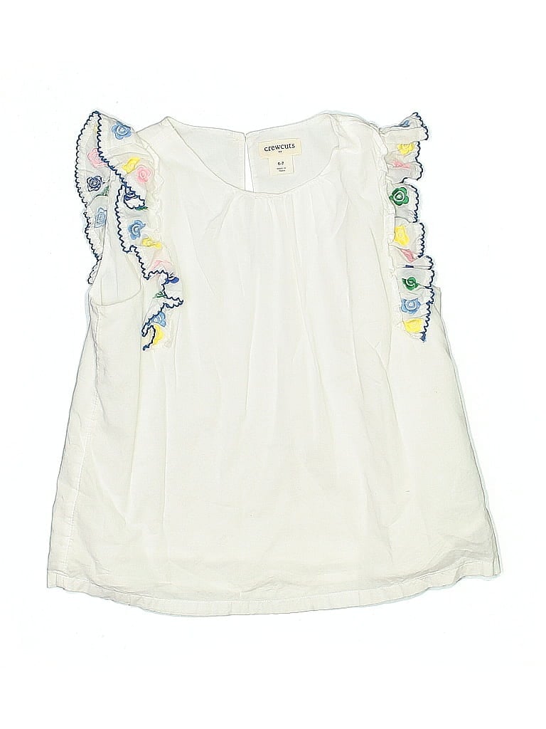 Click to view more detailed imagery on our partner's website Pre-owned Crewcuts Outlet Kids' Sleeveless Blouse In White