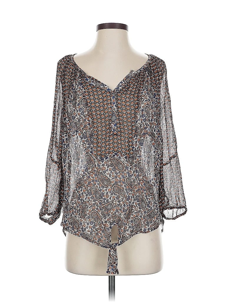 Lucky Brand 3/4 Sleeve Blouse In Silver
