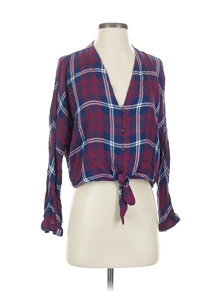 Pre-owned Rails 3/4 Sleeve Blouse In Burgundy