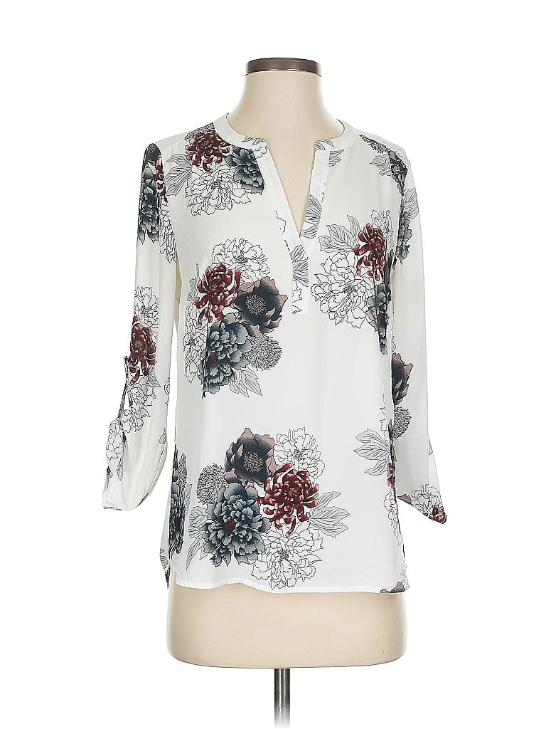 Pre-owned Daniel Rainn 3/4 Sleeve Blouse In White