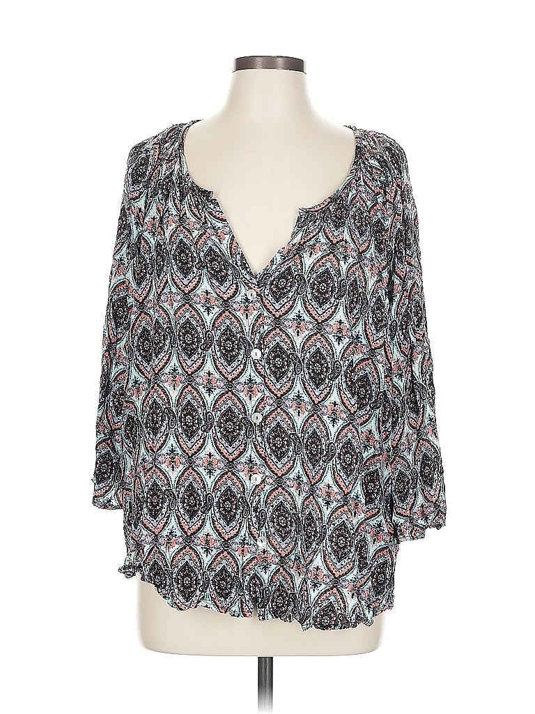 Click to view more detailed imagery on our partner's website Pre-owned Show Me Your Mumu 3/4 Sleeve Blouse In Blue