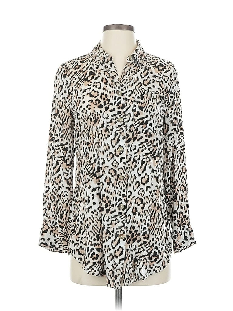 Pre-owned Chico's Long Sleeve Blouse In White