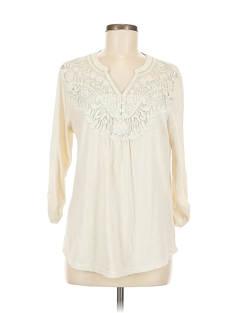 Pre-owned Style & Co 3/4 Sleeve T-shirt In White