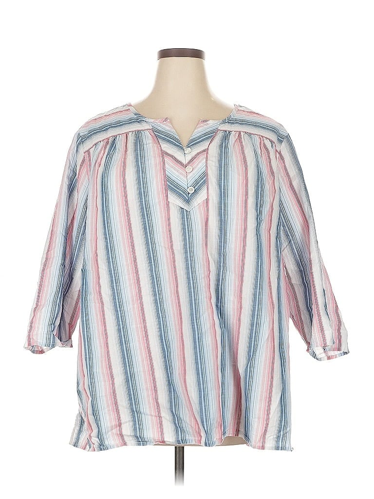Pre-owned Catherines 3/4 Sleeve Blouse In Blue
