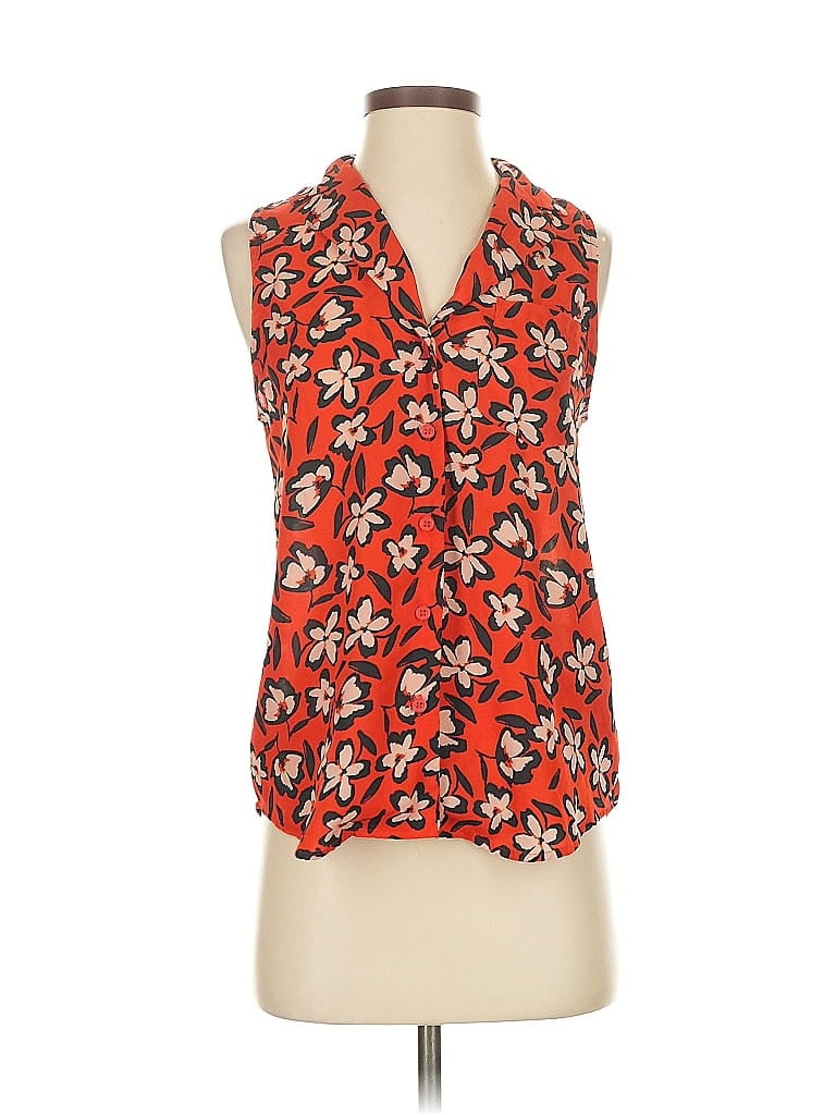 Pre-owned Who What Wear Sleeveless Blouse In Orange