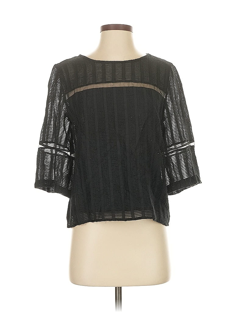 Pre-owned Hd In Paris 3/4 Sleeve Top Black Square Neckline Tops