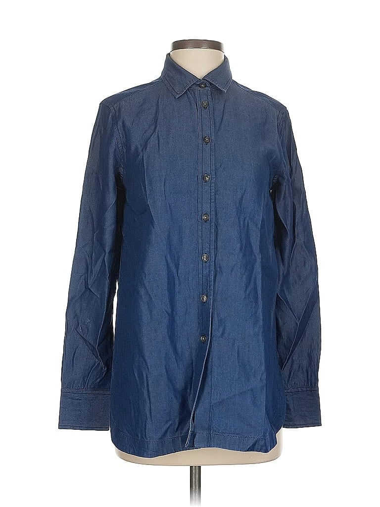 Pre-owned Banana Republic Long Sleeve Polo Shirt In Blue