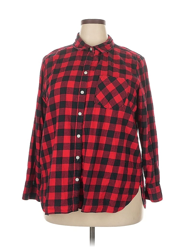 Pre-owned Old Navy Long Sleeve Button Down Shirt In Red