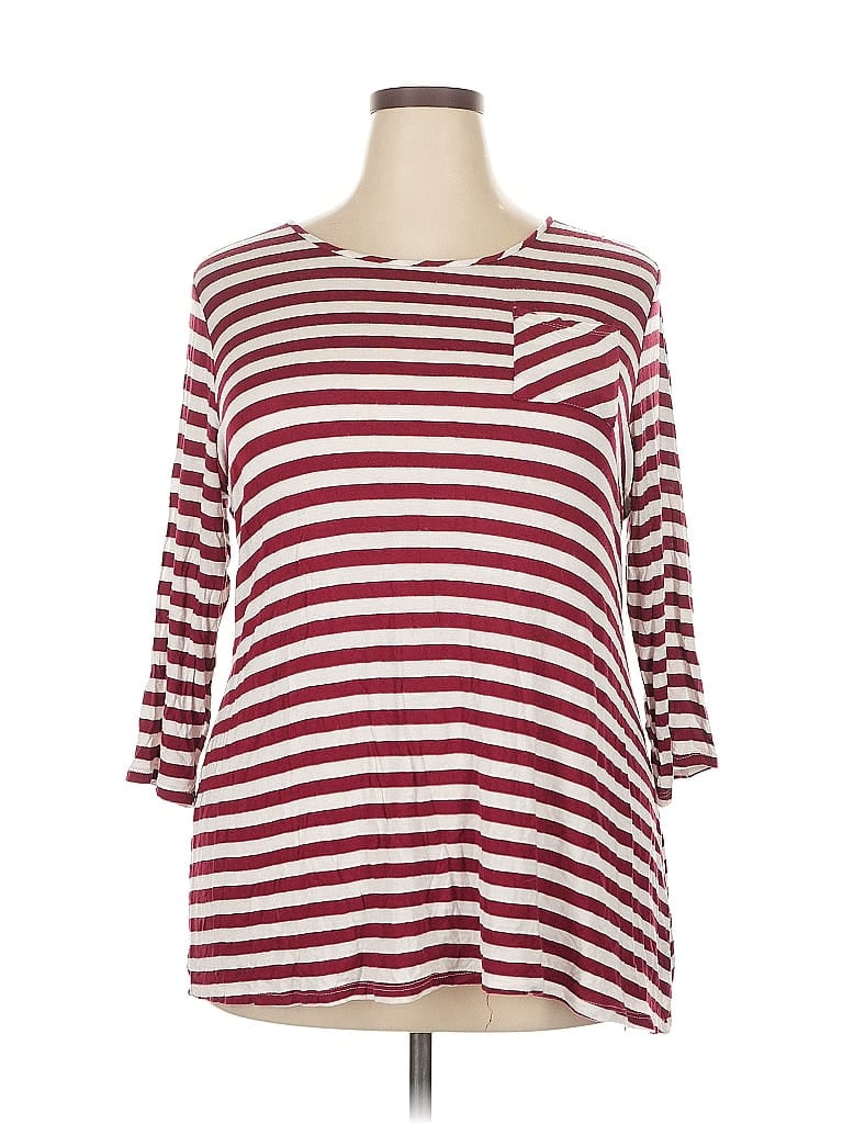 Pre-owned Molly & Isadora 3/4 Sleeve T-shirt In Burgundy