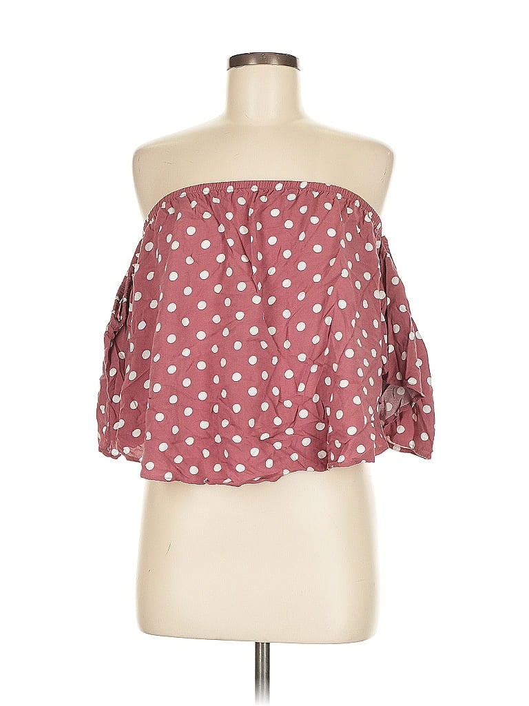 Pre-owned Active Usa 3/4 Sleeve Blouse In Burgundy