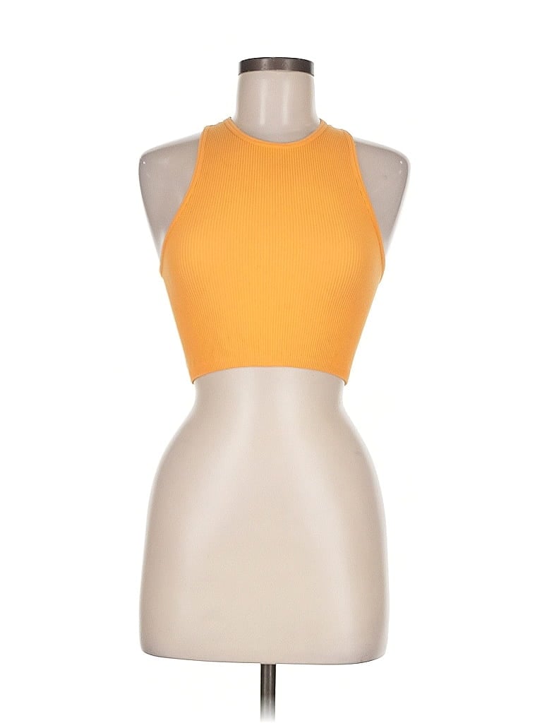 Pre-owned Unbranded Tank Top Yellow Halter Neckline Tops