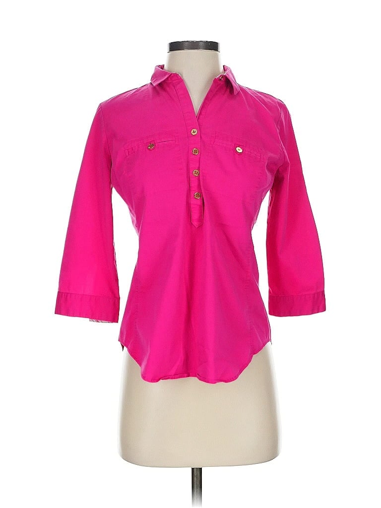 Click to view more detailed imagery on our partner's website Pre-owned New York And Company 3/4 Sleeve Button Down Shirt In Pink