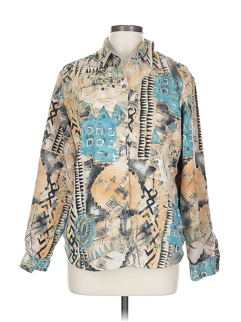 Pre-owned Chico's Long Sleeve Blouse In Blue