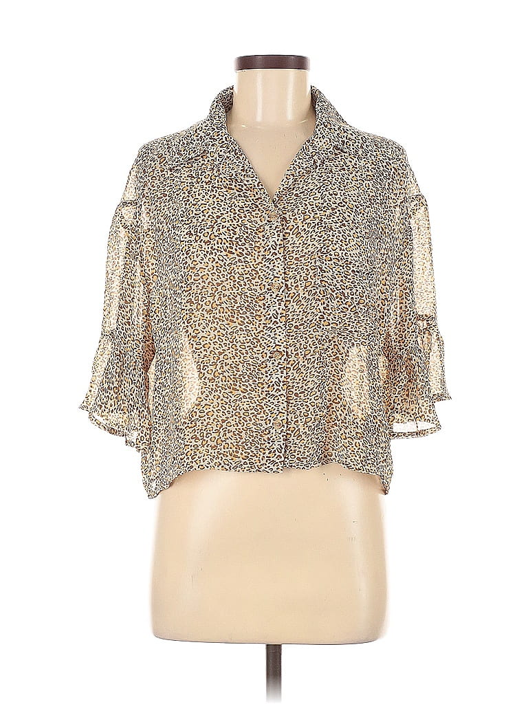 Pre-owned Storia Short Sleeve Blouse In Brown