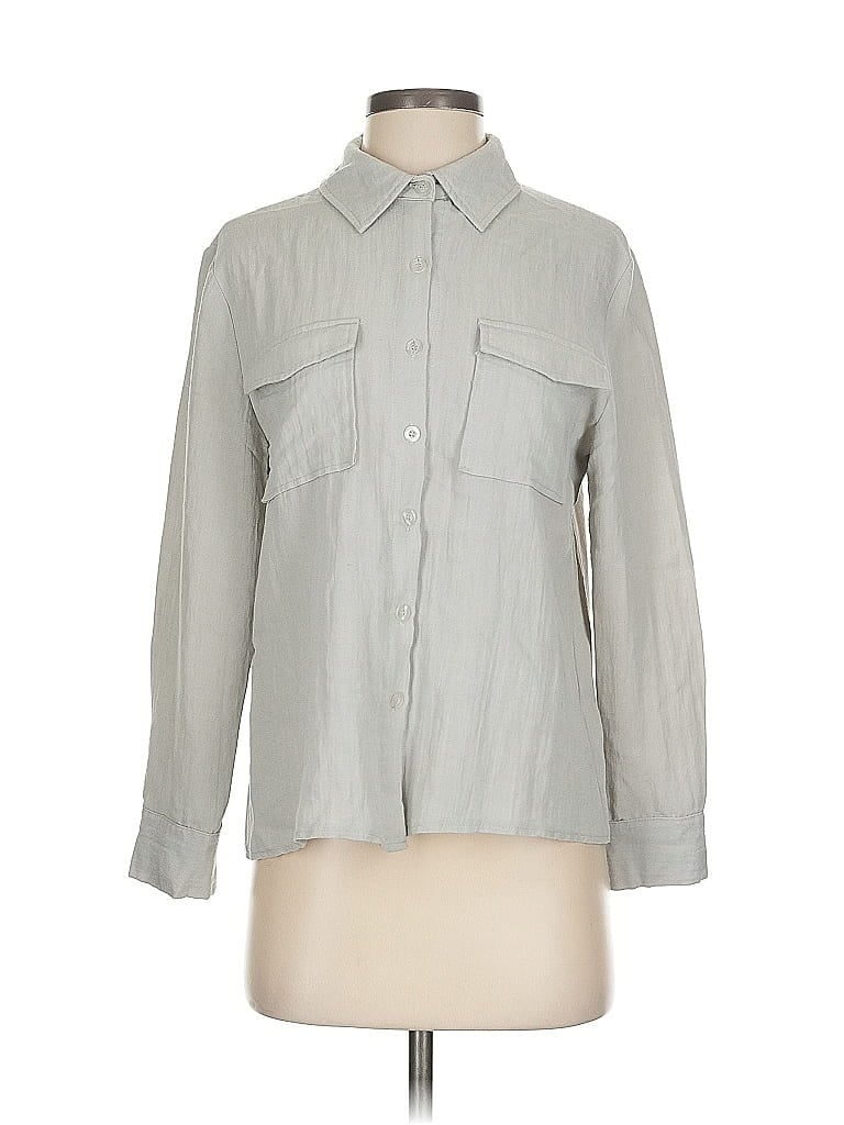 Pre-owned Amaryllis Long Sleeve Button Down Shirt In Gray