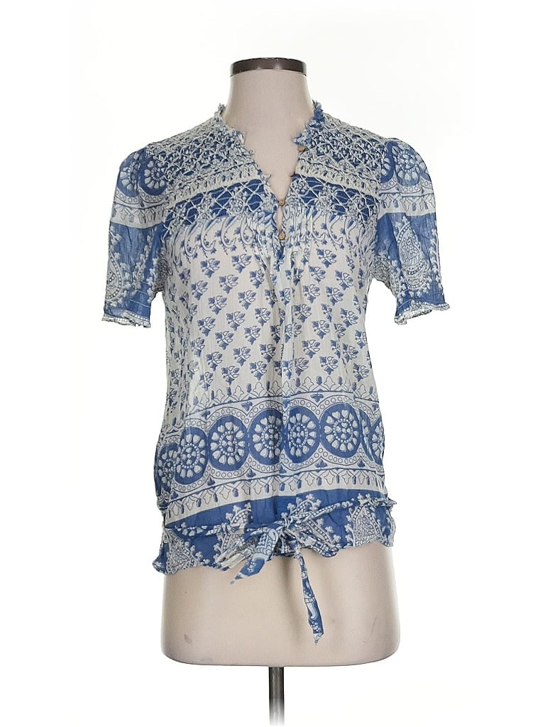 Pre-owned Joie Short Sleeve Blouse In Blue