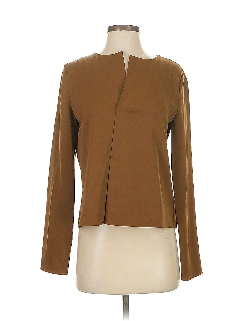 Pre-owned Theory Long Sleeve Blouse In Brown