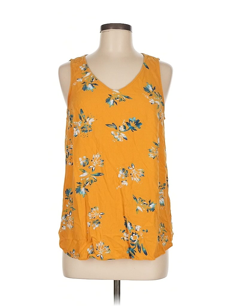 Pre-owned Sonoma Goods For Life Tank Top Yellow Halter Neckline Tops