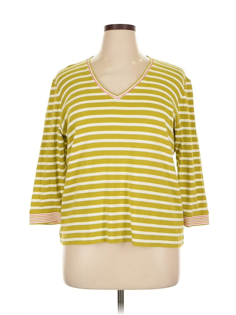 Pre-owned Jones New York Signature 3/4 Sleeve T-shirt In Green