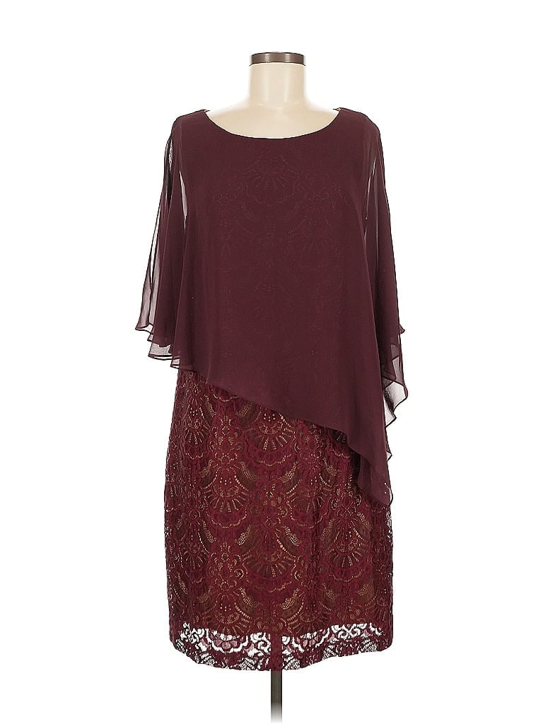Pre-owned Connected Apparel Cocktail Dress In Burgundy