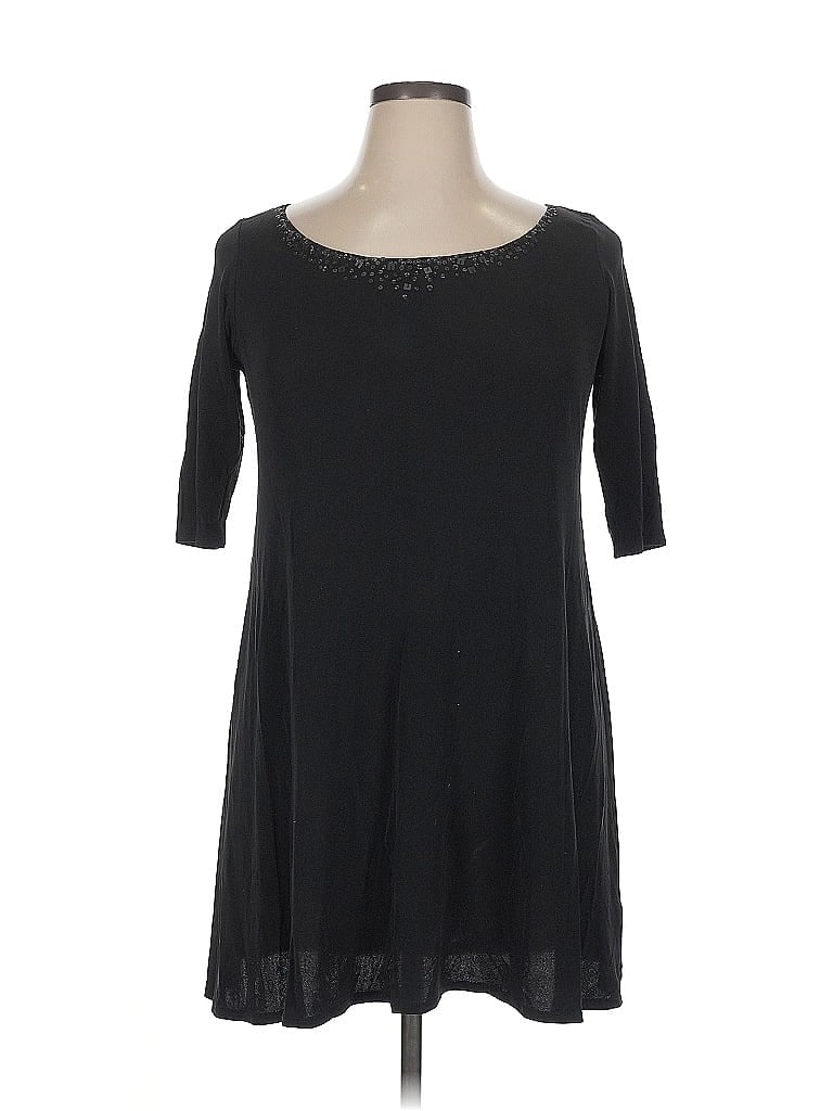 Eileen Fisher 100% Silk Black 3/4 Sleeve Top Size XL - photo 1