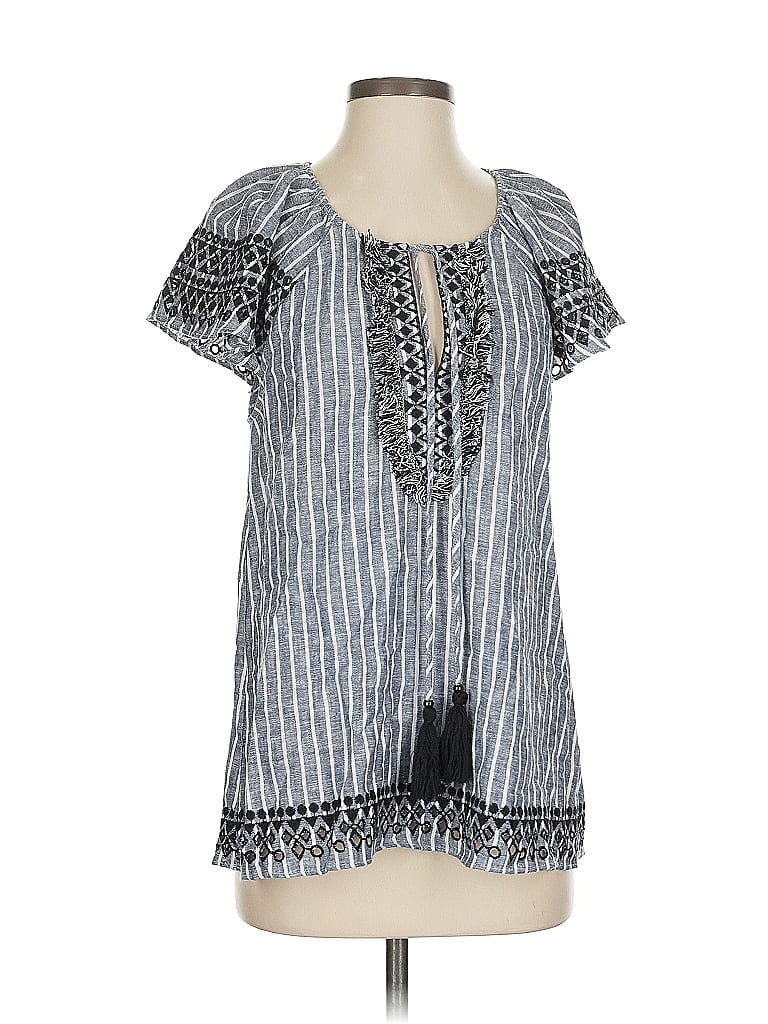 Pre-owned Parker Short Sleeve Blouse In Gray