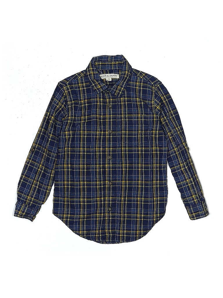 Pre-owned Hope & Henry Kids' Long Sleeve Button Down Shirt In Blue