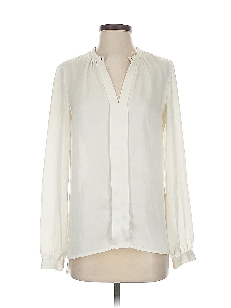 Pre-owned Kenneth Cole New York Long Sleeve Blouse In White