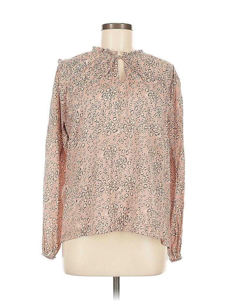 Pre-owned Left Coast By Dolan Long Sleeve Blouse In Pink