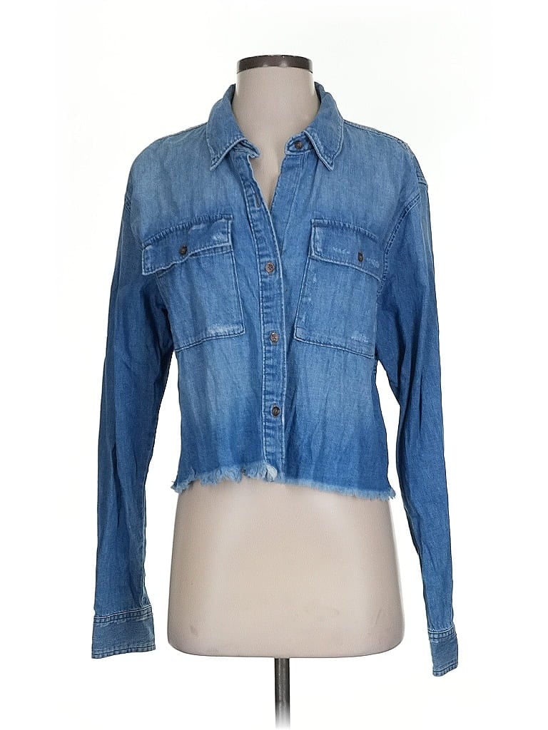 Pre-owned Hudson Long Sleeve Button Down Shirt In Blue