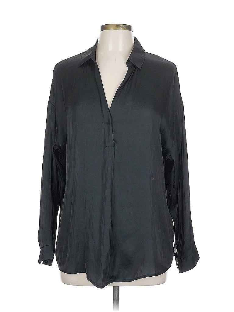 Pre-owned Lush Long Sleeve Blouse In Black