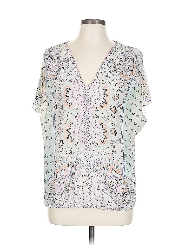 Pre-owned One September Short Sleeve Blouse In Silver