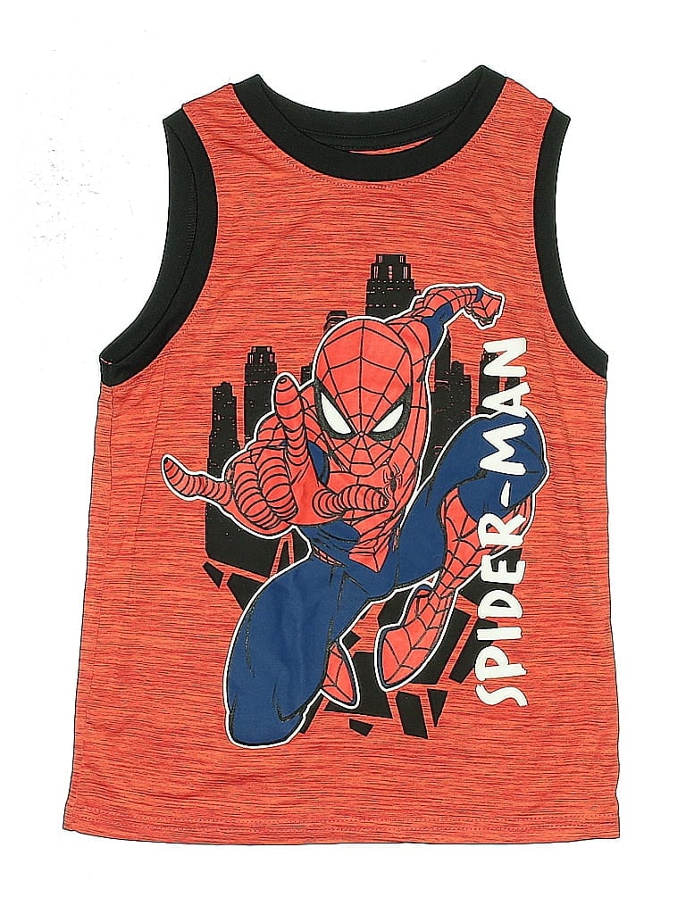 Pre-owned Marvel Kids' Tank Top Orange Crew Neck Tops