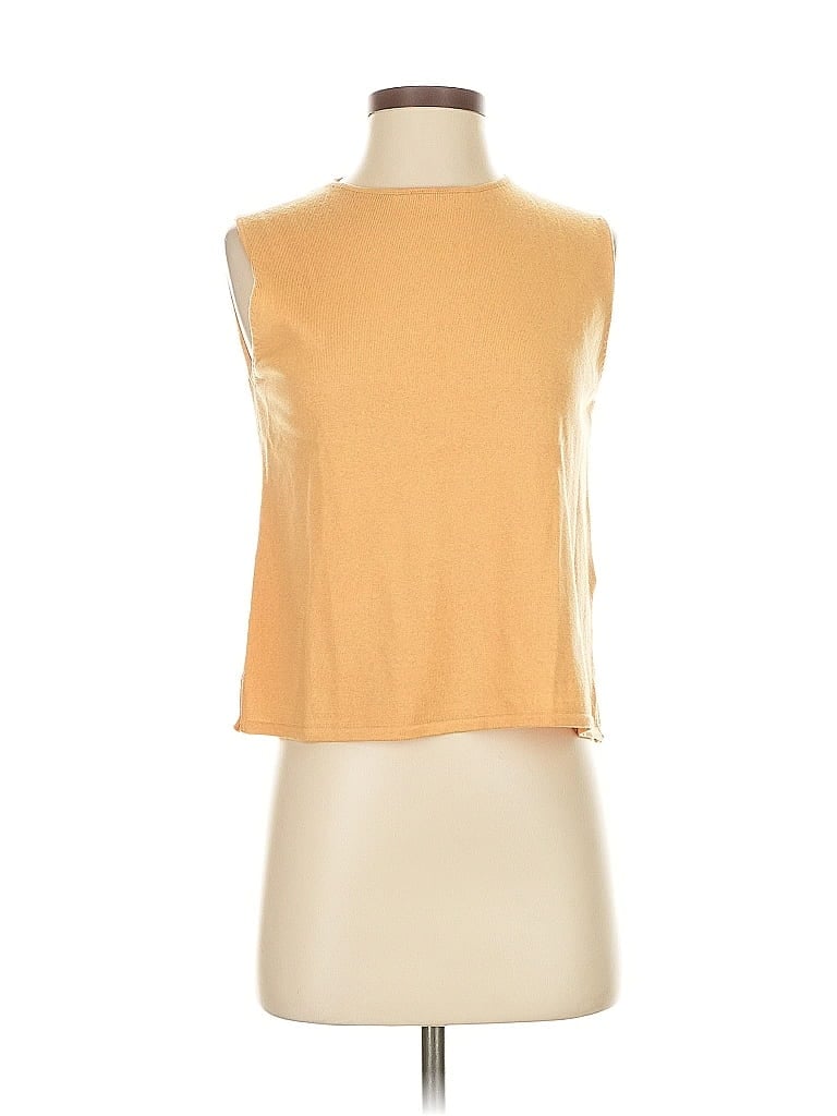Pre-owned Eileen Fisher Sleeveless Top Yellow Halter Neckline Tops