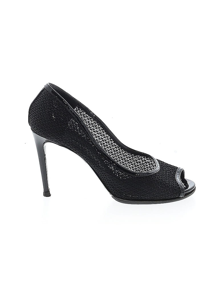 Dolce & Gabbana Black Mesh and Patent Leather Peep Toe Heels Size EU 39 - photo 1