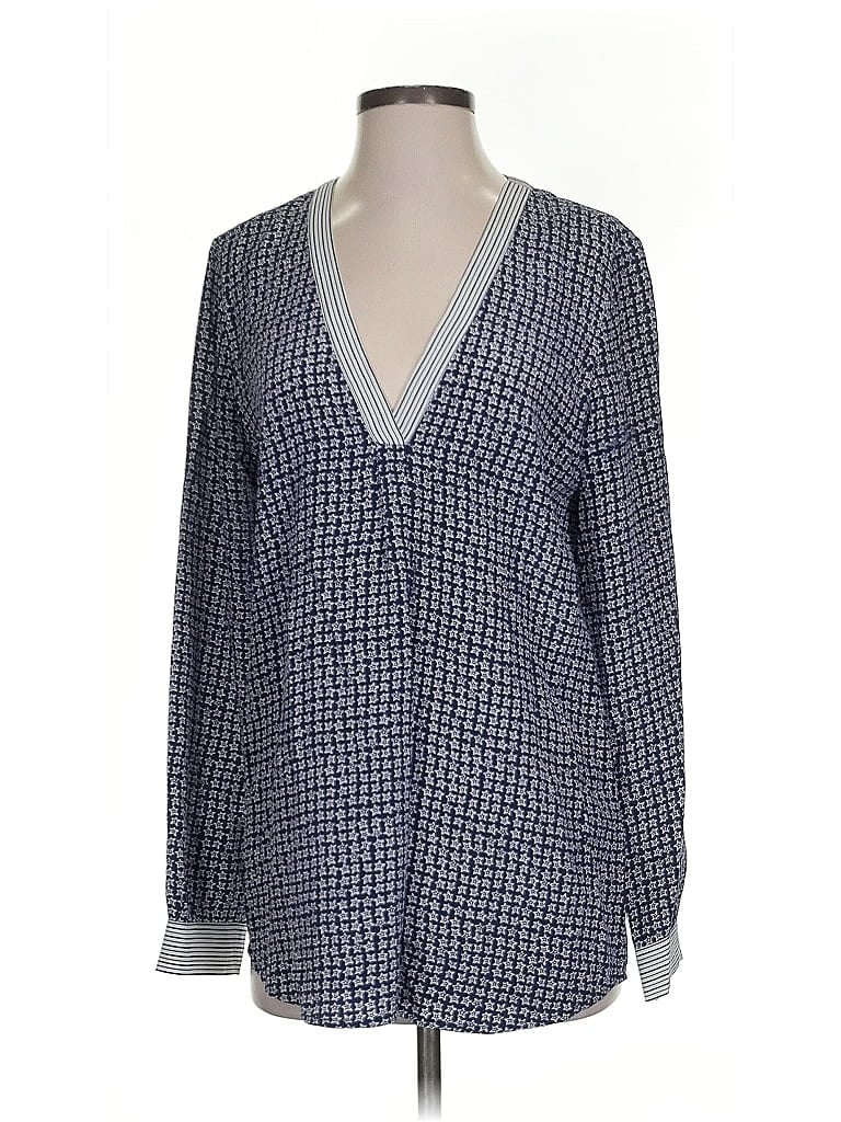 Click to view more detailed imagery on our partner's website Pre-owned Joie Long Sleeve Silk Top Blue V Neck Tops