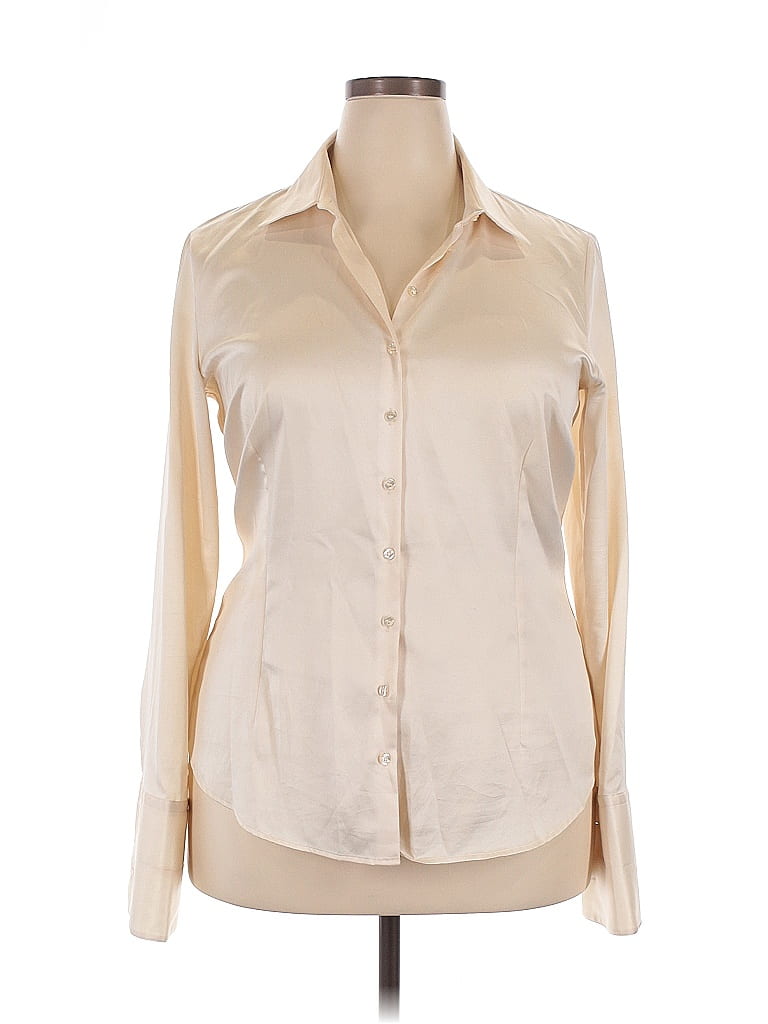 Pre-owned Hawes & Curtis Long Sleeve Blouse In White