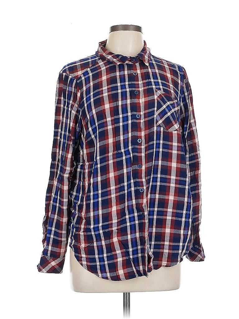 Pre-owned Torrid Long Sleeve Button Down Shirt In Blue