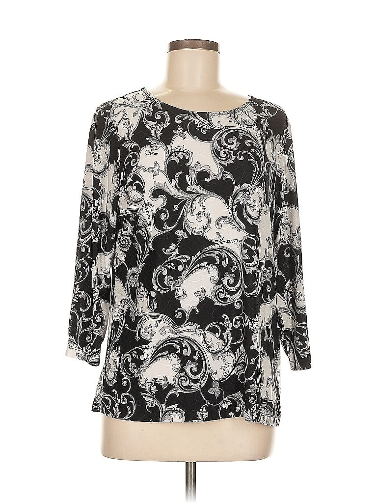 JM Collection Paisley Black 3/4 Sleeve Blouse Size M - photo 1