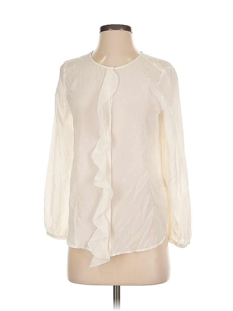 Click to view more detailed imagery on our partner's website Pre-owned Joie 3/4 Sleeve Silk Top Ivory Keyhole Neckline Tops In White