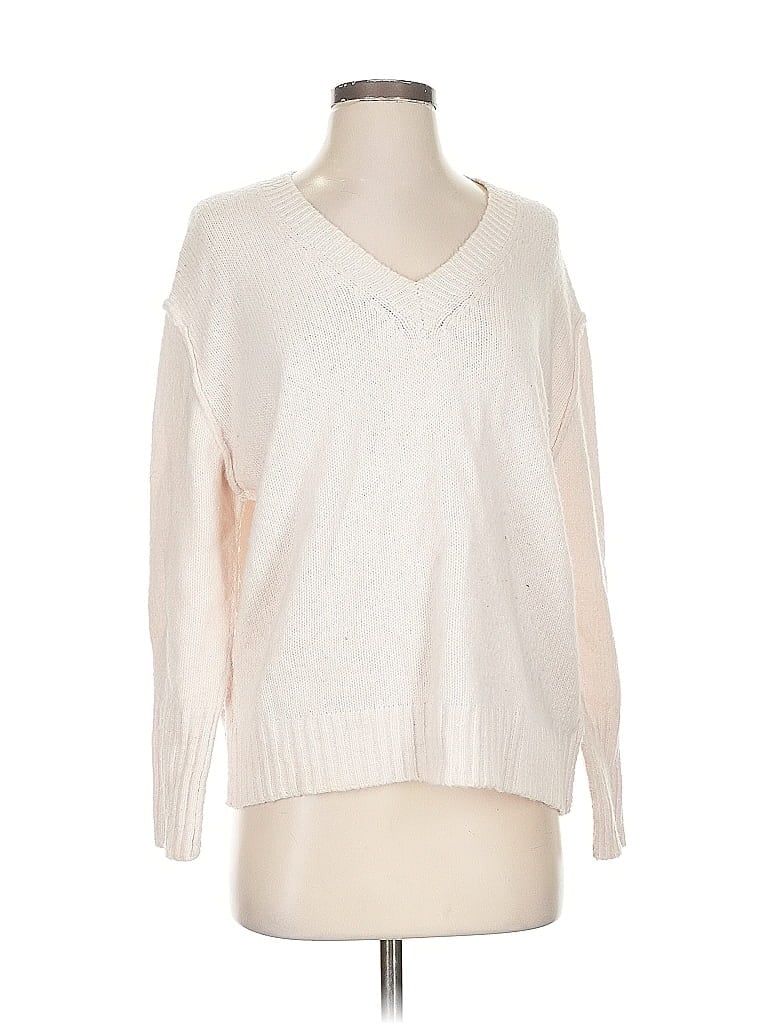 Pre-owned Line Pullover Sweater In White