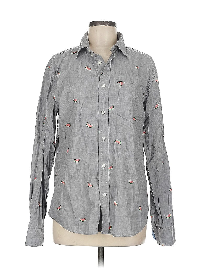 Pre-owned Banana Republic Long Sleeve Button Down Shirt In Gray