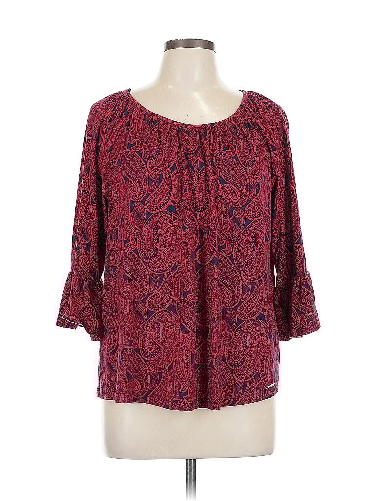 Pre-owned Michael Michael Kors 3/4 Sleeve Blouse In Red