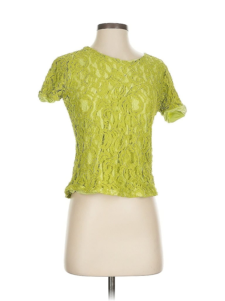 Pre-owned Lovers & Friends Short Sleeve Top Green Keyhole Neckline Tops
