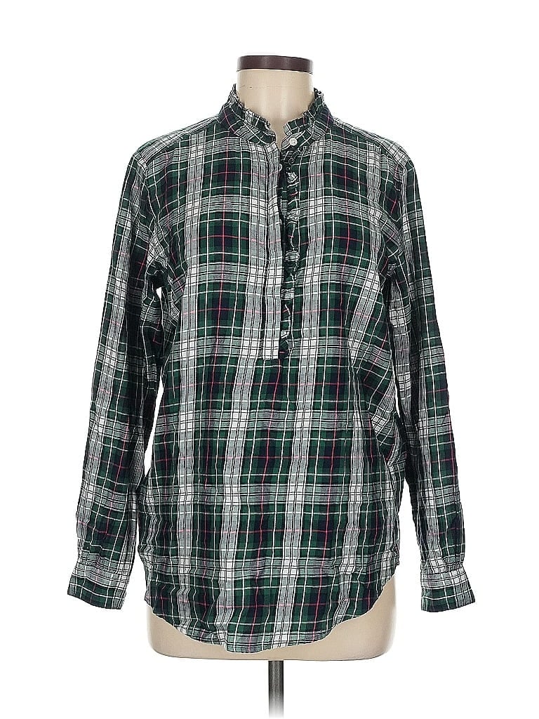 Pre-owned Ann Taylor Loft Long Sleeve Button Down Shirt In Green