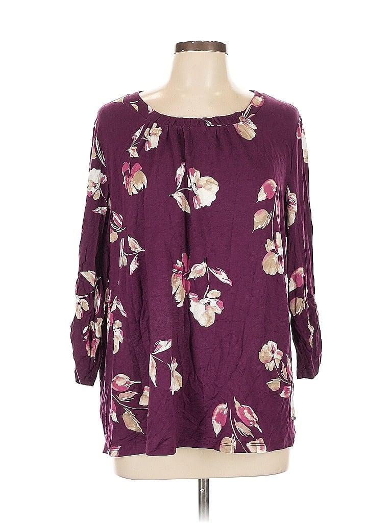 Pre-owned Croft & Barrow 3/4 Sleeve Blouse In Purple