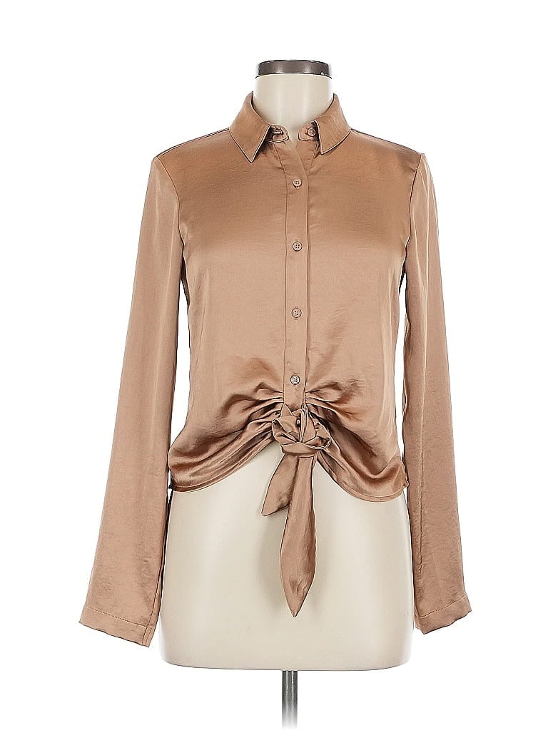 Pre-owned Express Long Sleeve Blouse In Brown