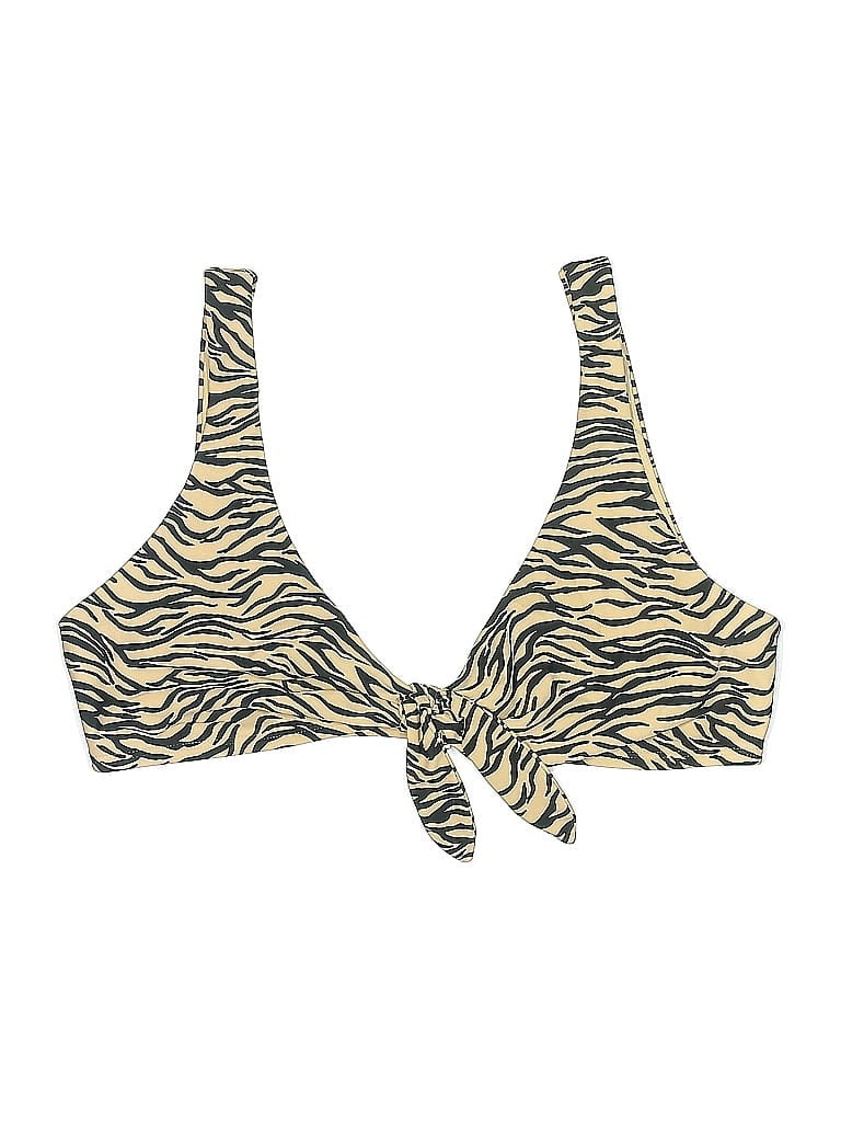 Pre-owned Hollister Swimsuit Top Gold Animal Print Pattern Swimwear