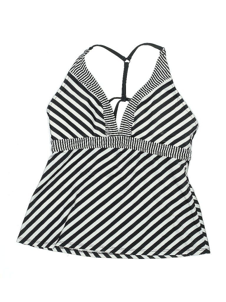 Pre-owned Assorted Brands Swimsuit Top Black Stripes Pattern Swimwear