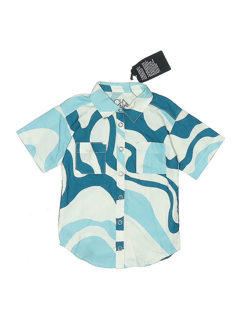 Chaser Kids' Short Sleeve Button Down Shirt In Blue